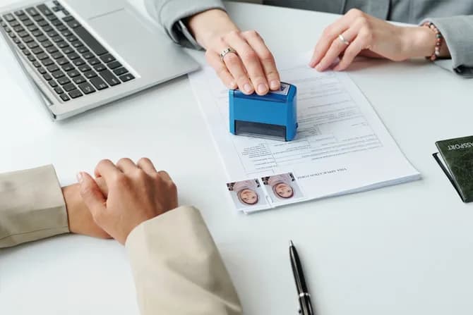 Company documents being stamped during business set-up